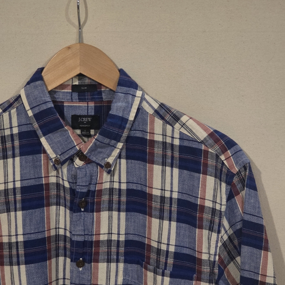 J. Crew Slim Fit Home spun Button Down L